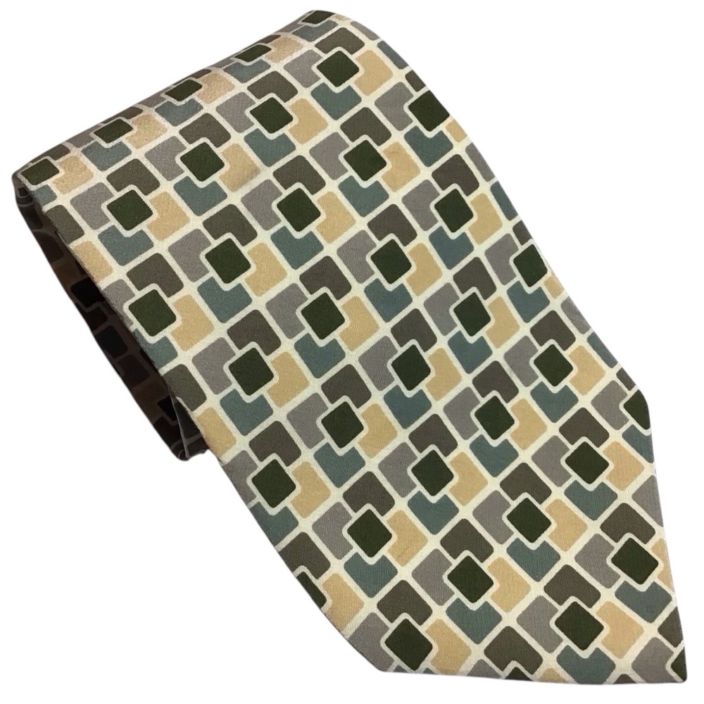 Structure Silk Tie Abstract Pattern Tied USA 59 x 3 3/4